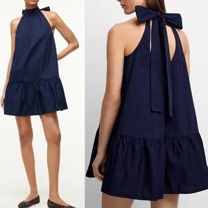 STAUD Navy Mini Marlowe Dress